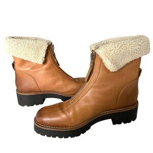 Sam Edelman Jacquie 2 Cuffed Zip Booties Women's Sz 8M‎ Leather Winter Boho